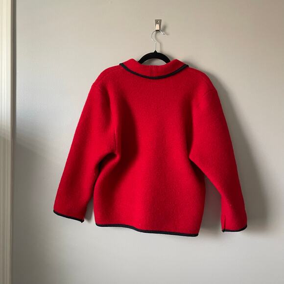 Giesswein Vintage Red Boiled Wool Tyrolean jacket sz 12 austria - Picture 3 of 12